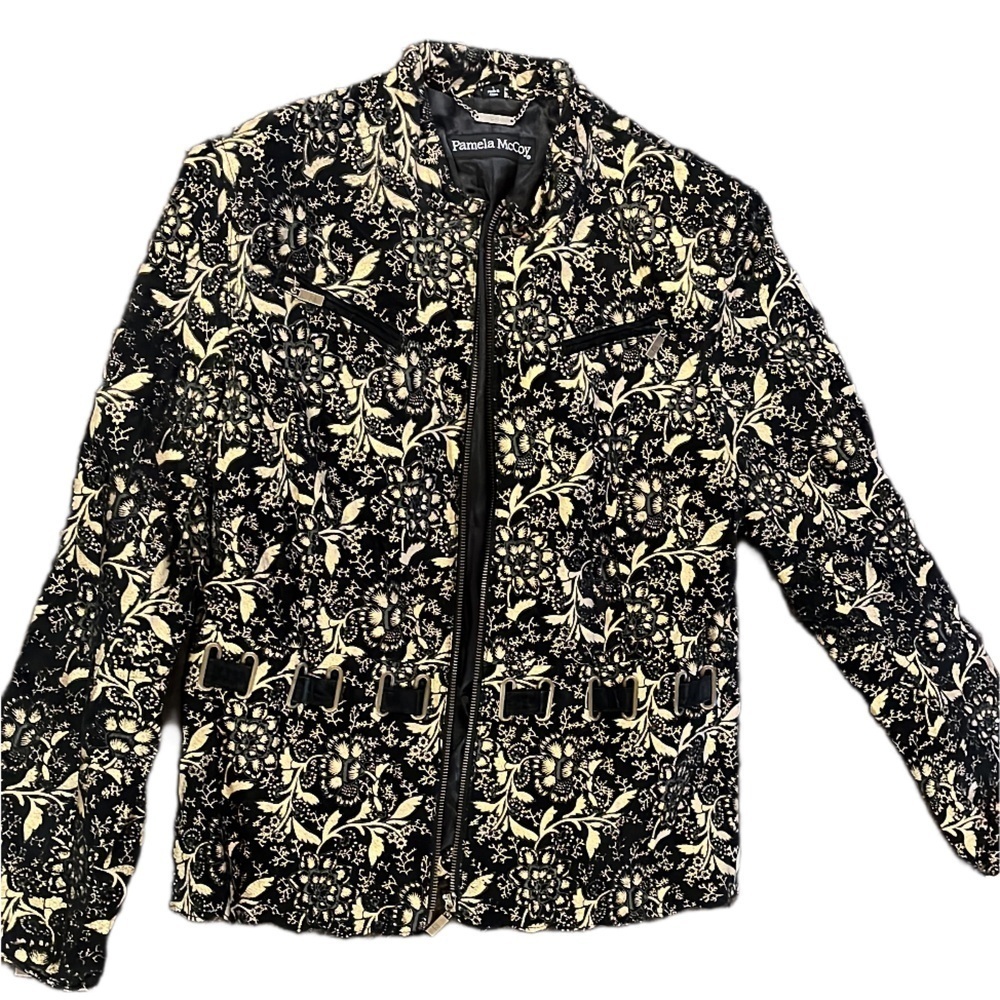 Women’s Pamela McCoy Black Patterned Jacket size Large